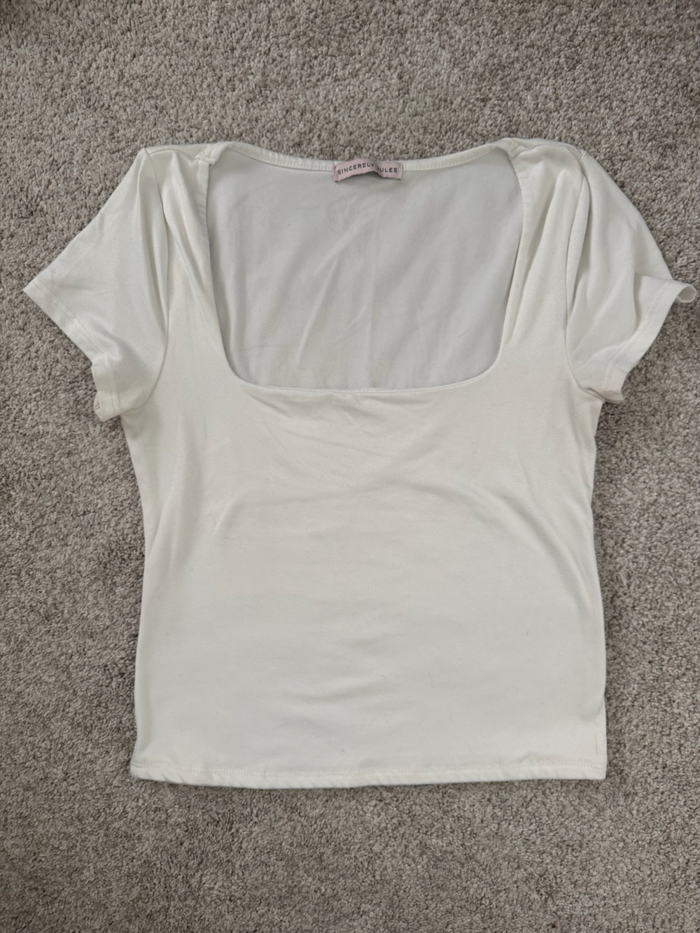 Sincerely Jules White Square Neck Short Sleeve Top